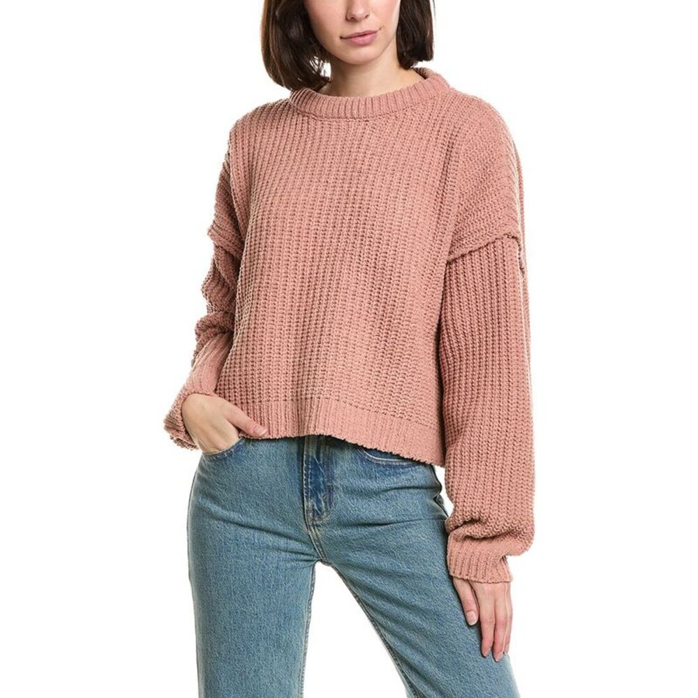 Labiz Womens  Chenille Crewneck Sweater, Pink